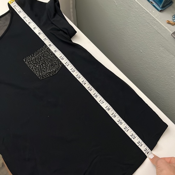 AX Armani Exchange Short Sleeve Top Tee with a beaded pocket Sz. S Sheer Back - Picture 7 of 9